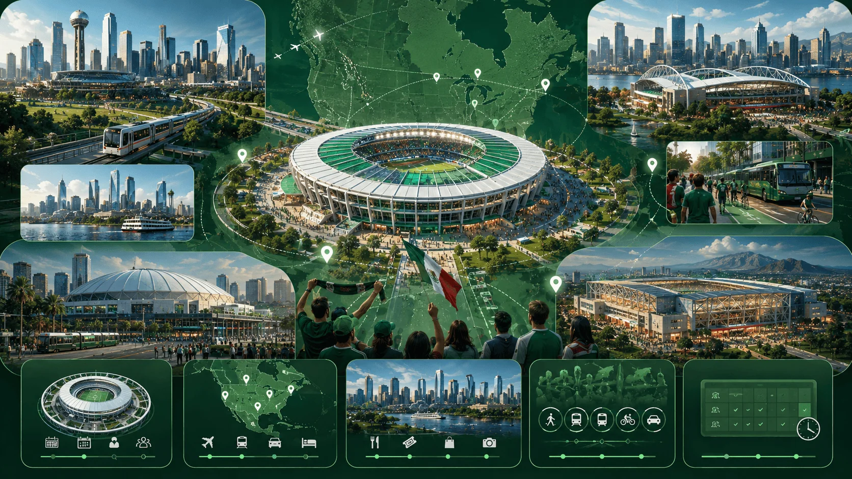 2026년 축구 월드컵 경기장과 개최 도시 여행 이미지